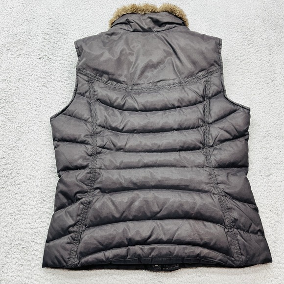 Eddie Bauer Goose Down Quilted Puffer Vest Womens M Faux Fur Collar GorpCore - Picture 2 of 13